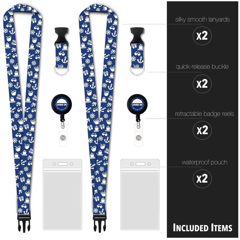 Cruise On Cruise Lanyard for Ship Cards â€“ 2-Pack Retractable Badge & Waterproof Key Card Holder for Ship Cards â€“ Cruise Essentials 2026-2027, Perfect for Travel & Vacation (White & Blue) - Image 3